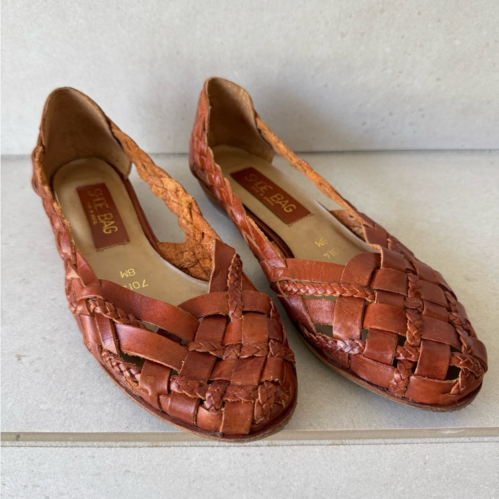 Vintage Women's Braided/Woven Leather Flats